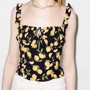 Reformation lemon print top